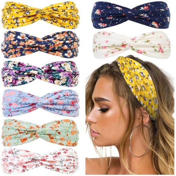 8 Boho Headbands for Women  Floral Print Soft Elastic Hair Bands main image 6